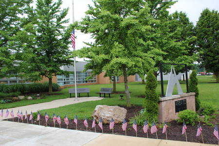 Flags decorate entrance to Area 31 for Memorial Day Celebration